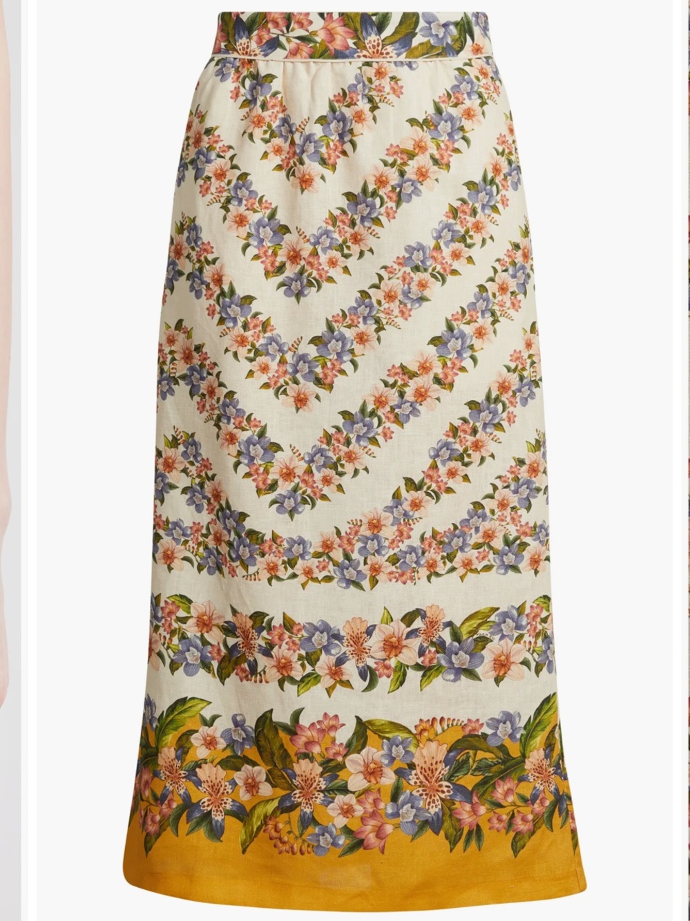 ·Farm Rio· Floral Tropical Linen Midi Skirt Size Small